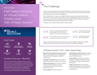 VMware Horizon® Snapshot을 갖춘 인텔® Select Solutions for Virtual Desktop Infrastructure