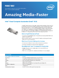 인텔® Visual Compute Accelerator(인텔® VCA) 제품 요약